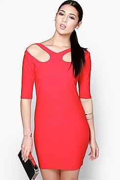 Boohoo Catty Keyhole Front Bodycon Dress