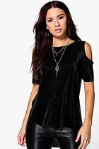 Boohoo Phoebe Pleated Cold Shoulder Dip Back Top
