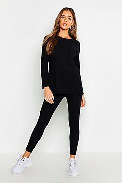 Boohoo Longline Rib Top & Legging Co-ord
