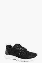 Boohoo Imogen Animal Contrast Lace Up Trainer