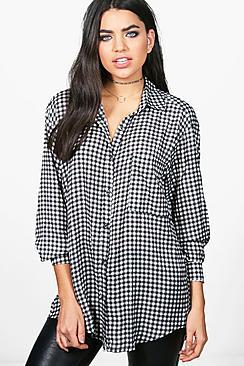 Boohoo Holly Gingham Oversized Shirt