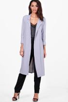 Boohoo Tiffany Woven Tailored Lapel Duster Ice