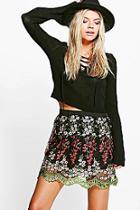 Boohoo Boutique Napa Embroidered A Line Skirt