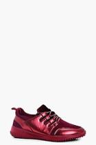 Boohoo Sofia Croc Velvet Glitter Lace Trainers