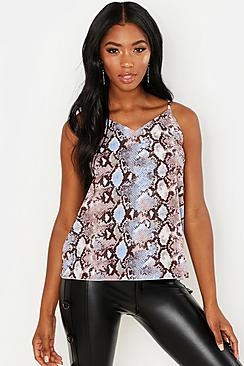 Boohoo Woven Pastel Snake Cami