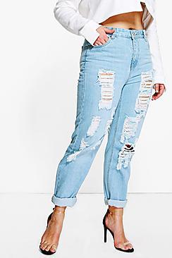 Boohoo Plus Hollie Heavy Rip Mom Jean