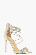 Boohoo Megan Multi Strap Cage Ankle Heel Gold