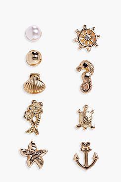 Boohoo Alisha Assorted Nautical Earring Pack