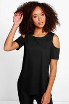 Boohoo Faith Cold Shoulder Crepe Top Black