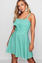 Boohoo Gingham Bow Front Shift Dress