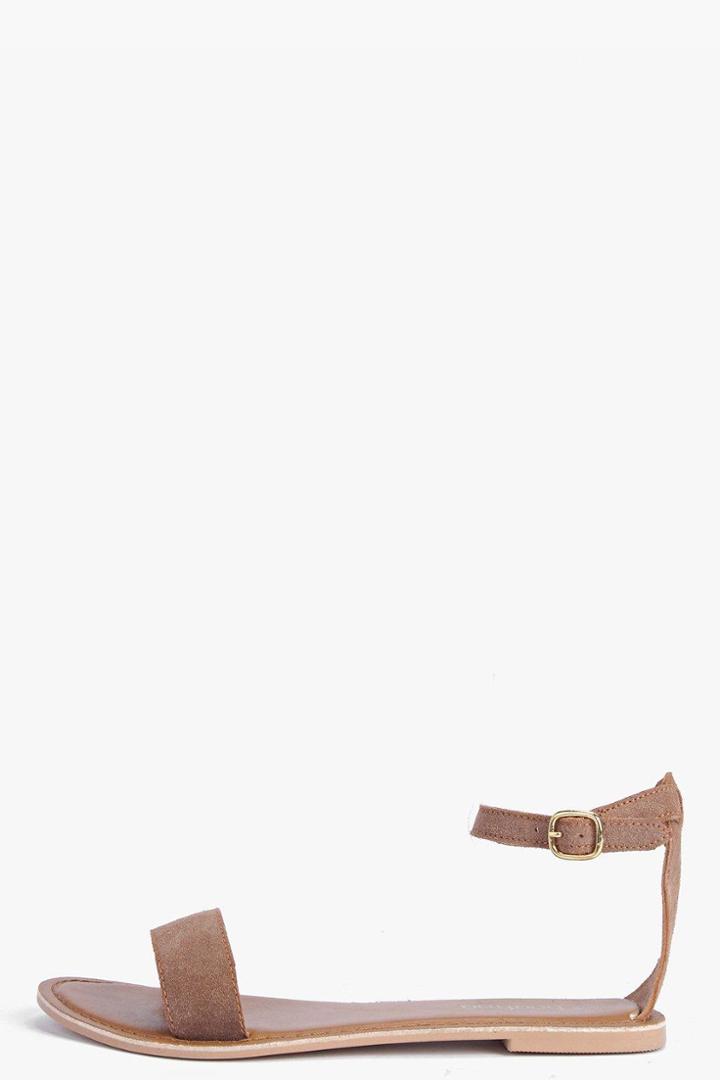 Boohoo Boutique Isla 2 Part Suede Sandal Tan
