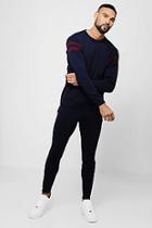 Boohoo Knitted Sweater Tracksuit With Side Panels