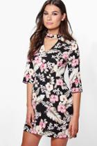 Boohoo Sakura Choker Shift Dress Black