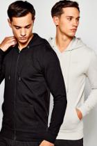 Boohoo 2 Pack Muscle Fit Zip Through Hoodie Multi