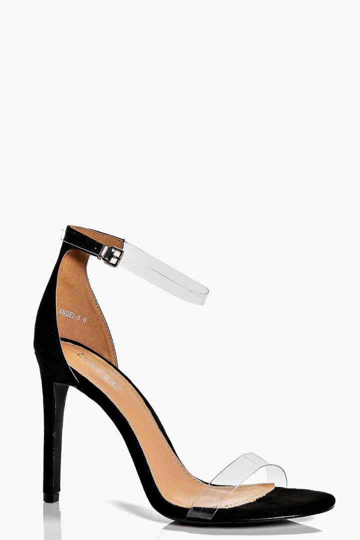 Boohoo Eliza Clear Strap Two Part Sandal Black