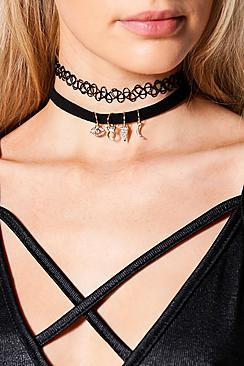 Boohoo Interchangeable Charm Suedette Choker