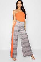 Boohoo Contrast Side Stripe Check Wide Leg Trouser