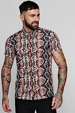 Boohoo Snake Print Short Sleeve Shirt