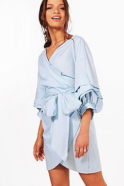 Boohoo Lottie Ruffle Wrap Shift Dress