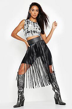 Boohoo Tie Dye Celestial Print Crop Top
