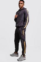 Boohoo Man Shell Half Zip Tracksuit With Tape