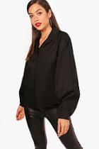 Boohoo Isla Balloon Sleeve Cotton Shirt
