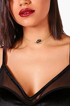 Boohoo Freya Gem Stone Chain Choker
