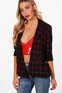 Boohoo Lara Check Pocket Detail Blazer