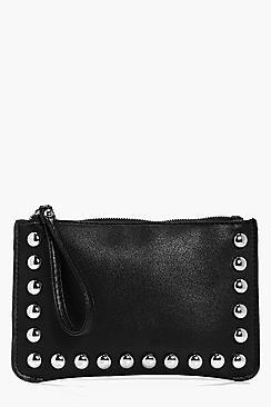 Boohoo Vanessa Stud Edge Handstrap Clutch Bag