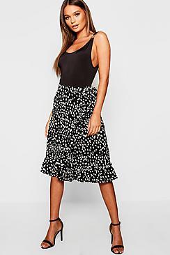 Boohoo Dalmation Spot Wrap Midi Skirt