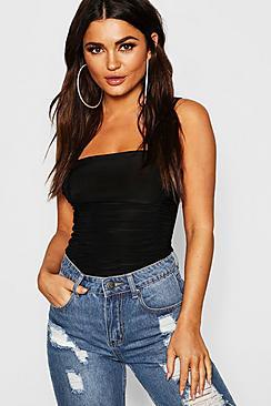 Boohoo Slinky Ruched Double Strap Cami