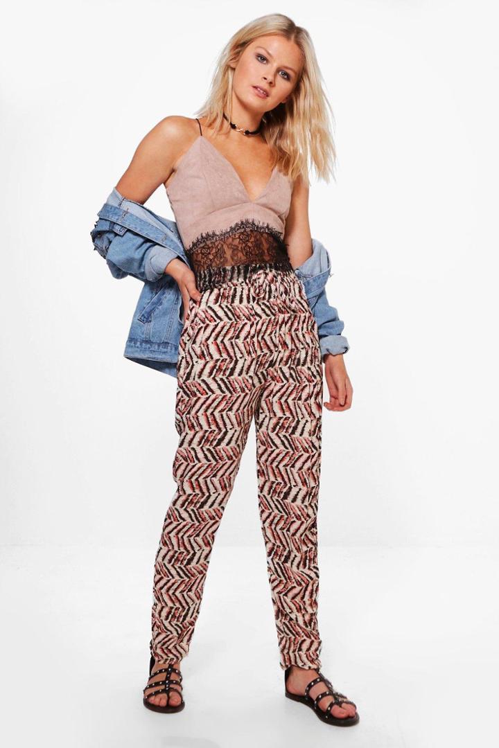 Boohoo Kerry Printed Trouser Orange