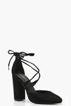 Boohoo Faith Round Toe Lace Up Heels