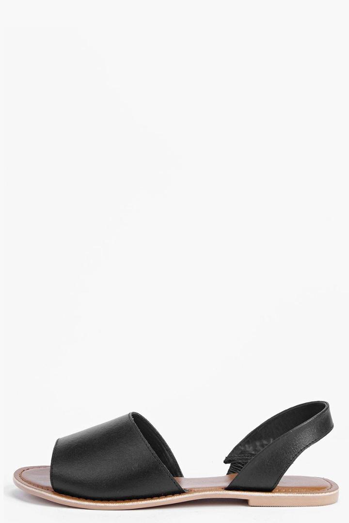 Boohoo Boutique Lexi 2 Part Peeptoe Leather Sandal Black