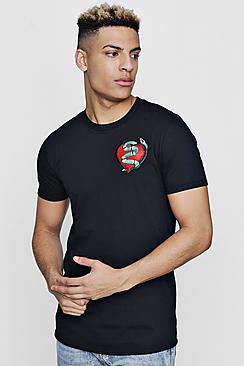 Boohoo Heart Embroidered T-shirt