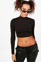 Boohoo Sally Slinky Turtle Neck Long Sleeve Crop