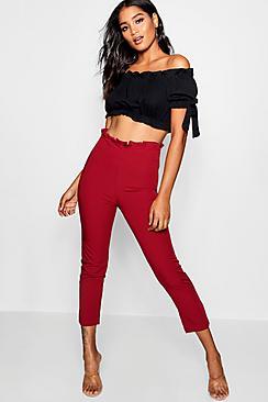 Boohoo Pleated Waist Slim Fit Woven Trousers