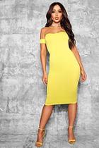 Boohoo Jessica Off Shoulder Curved Neckline Midi Dress