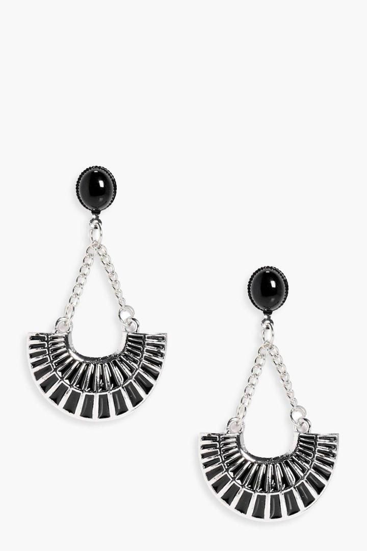 Boohoo Imogen Metal Fan Drop Earrings Silver