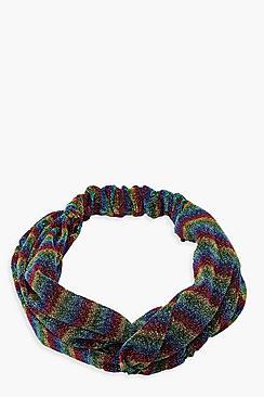 Boohoo Glitter Rainbow Twist Knot Headband