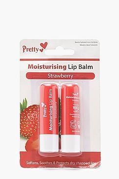Boohoo Pretty Strawberry 2 Pck Moisturising Lip Balms