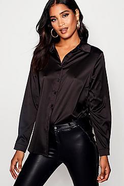 Boohoo Satin Oversized Shirt