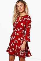 Boohoo Lola Floral Ruffle Tea Dress