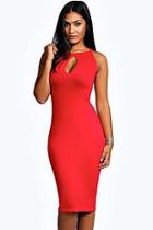 Boohoo Evelyn Keyhole Detail Midi Dress