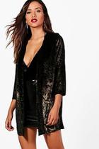 Boohoo Cassie Paisley Metallic Velvet Jacket
