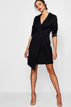 Boohoo Tall Ella Wrap Asymmetric Blazer Dress