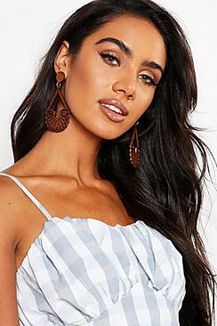 Boohoo Wooden Drop Earrings