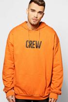 Boohoo Oversized Crew Print Hoodie Orange