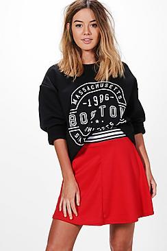 Boohoo Petite Melissa Sports Trim Skater Skirt