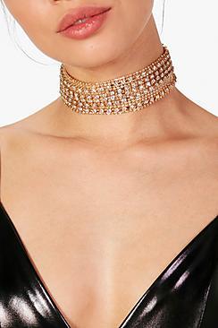 Boohoo Lexi Diamante Chainmail Statement Choker
